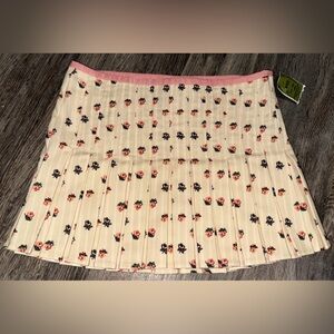 NWT Kimchi Blue Light Peach Floral Boho Pleaded Side Zip Cottagecore Mini Skirt